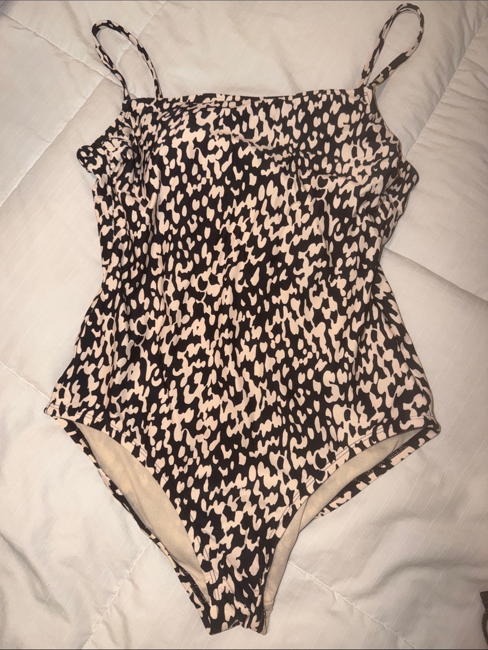 Kona Sol Black & Cream Leopard Print One-Piece Swimsuit